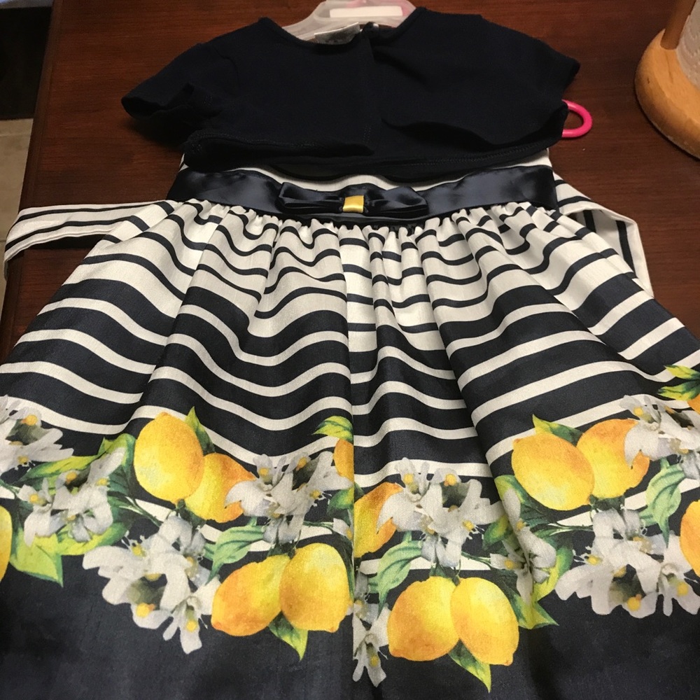 Lovely Dress in Navy with lemon accents on bottom